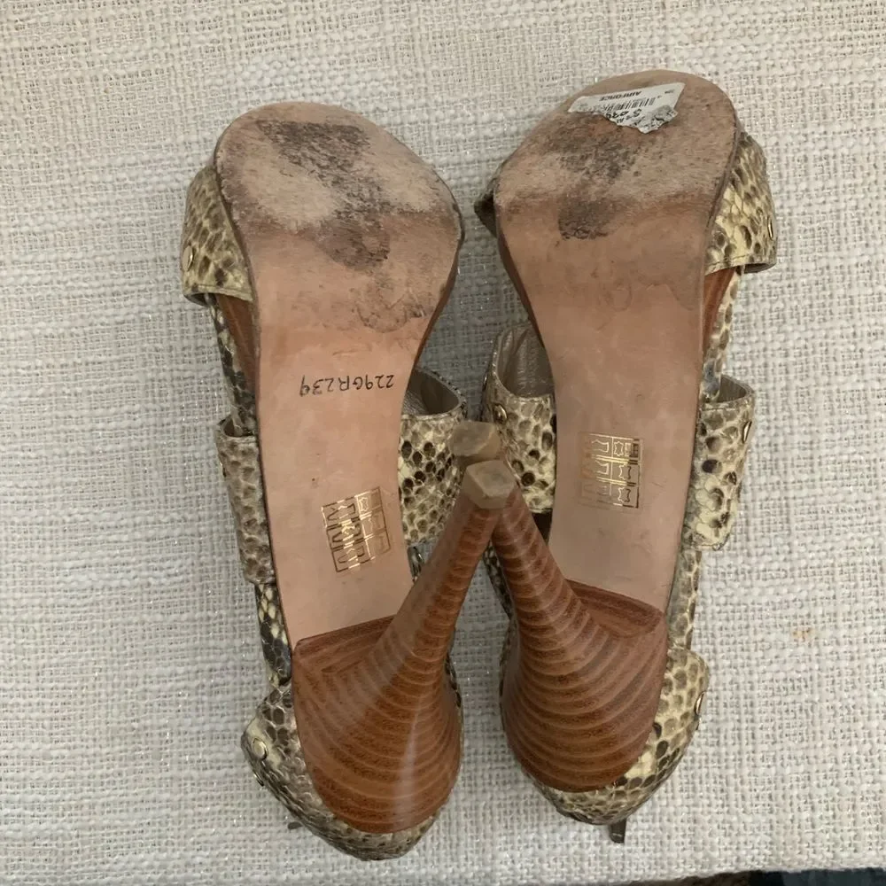Stuart Weitzman Women’s Snake AirForce Open toe Leather Heels Size 8